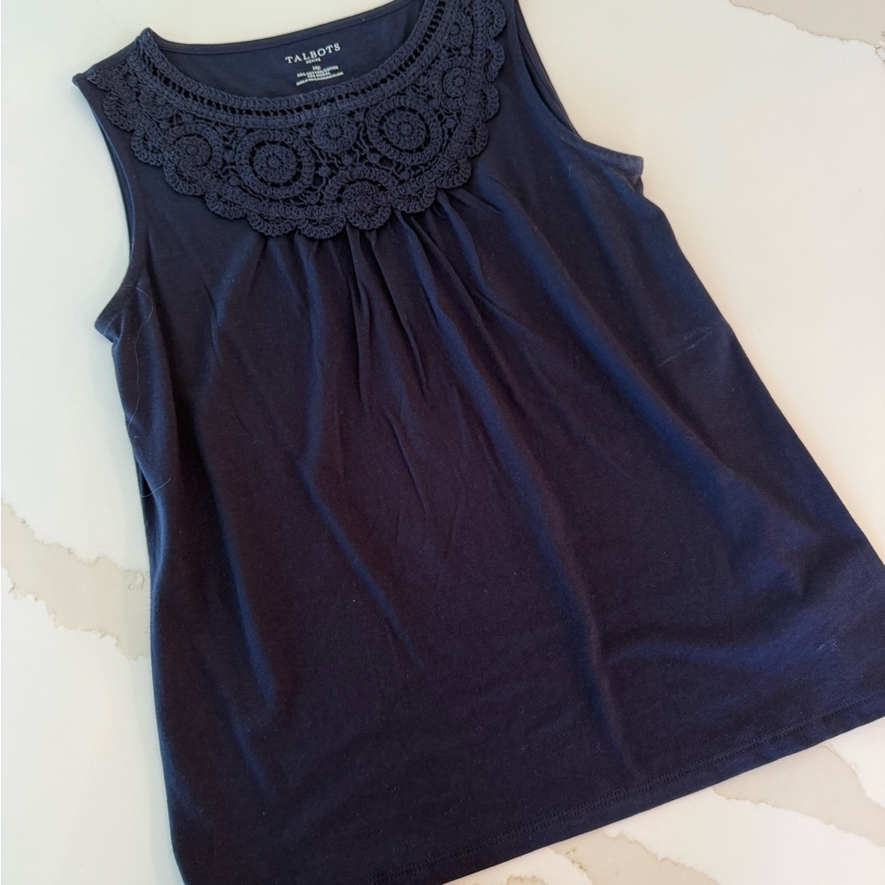 Talbots Navy Embellished Tank Top